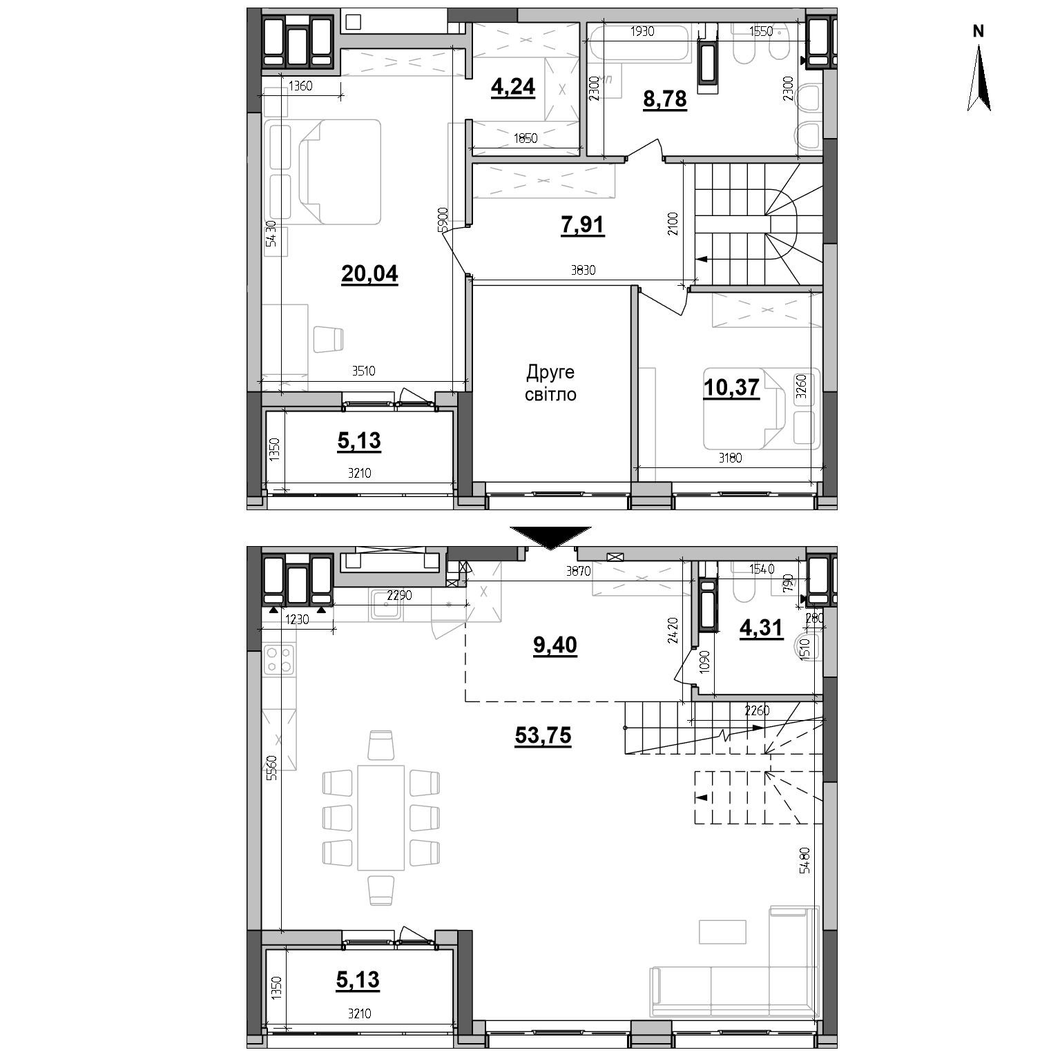 RC Maxima Residence: planning 2-bedroom apartment, №482, 129.06 m<sup>2</sup>