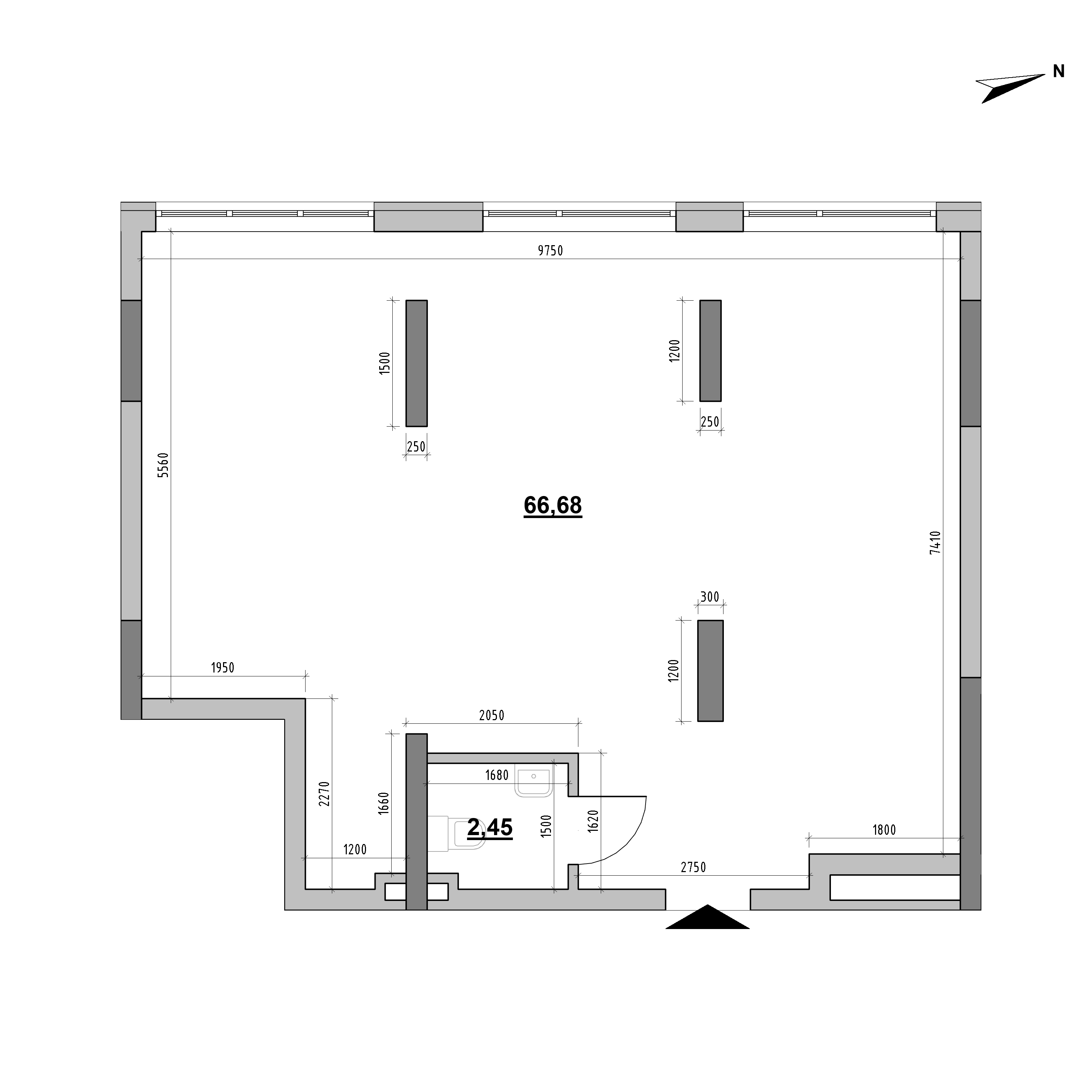 ЖК Nordica Residence: планування приміщення площею 69.13 м<sup>2</sup>