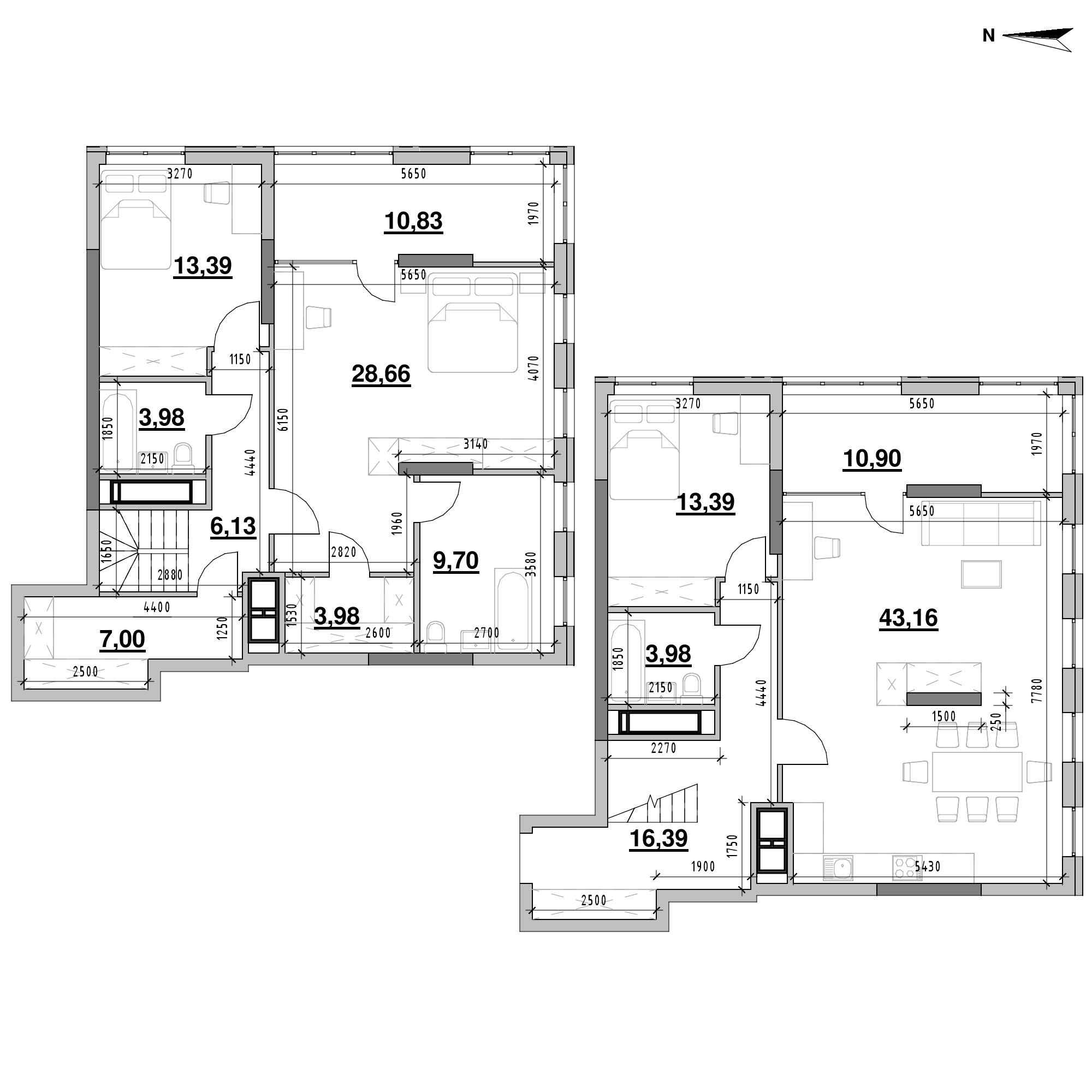 ЖК Nordica Residence: планування 3-кімнатної квартири, №223, 171.1 м<sup>2</sup>