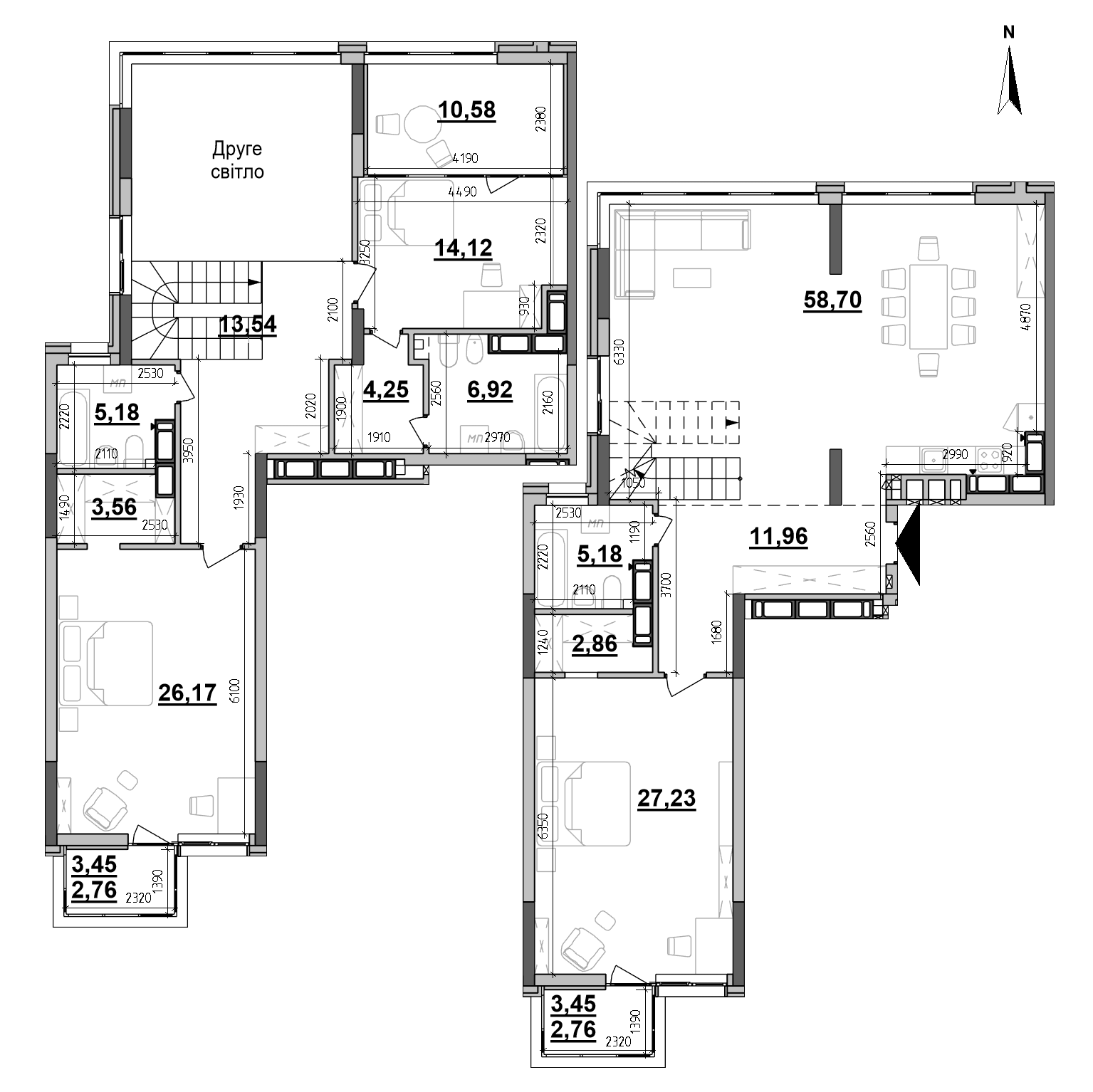 ЖК Maxima Residence: планування 3-кімнатної квартири, №484, 195.77 м<sup>2</sup>