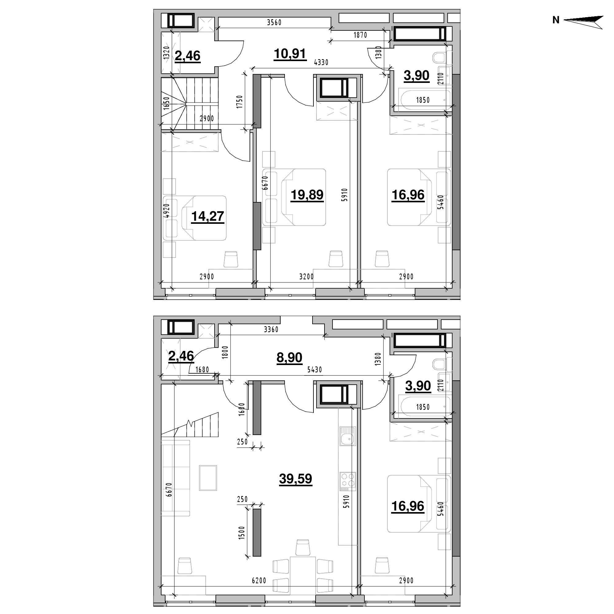ЖК Nordica Residence: планировка 4-комнатной квартиры, №225, 139.8 м<sup>2</sup>
