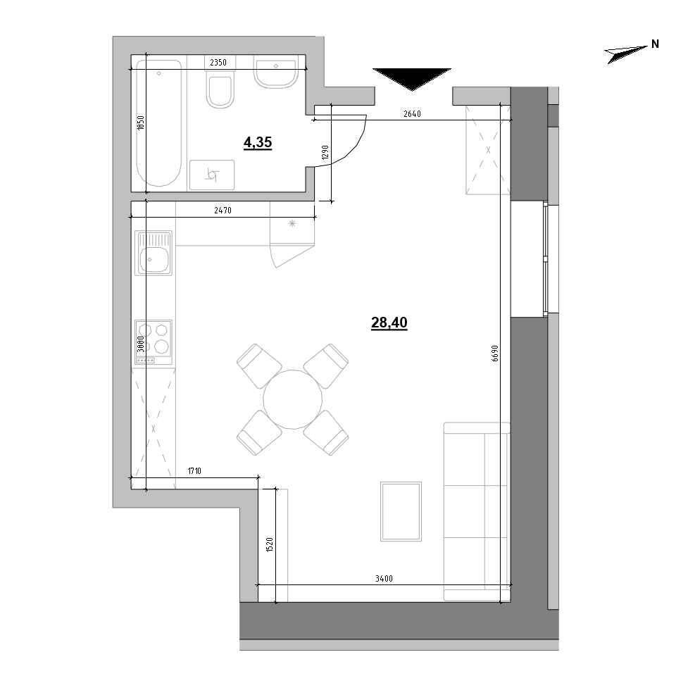 RC Companion: planning 1-bedroom apartment, №17, 32.1 m<sup>2</sup>