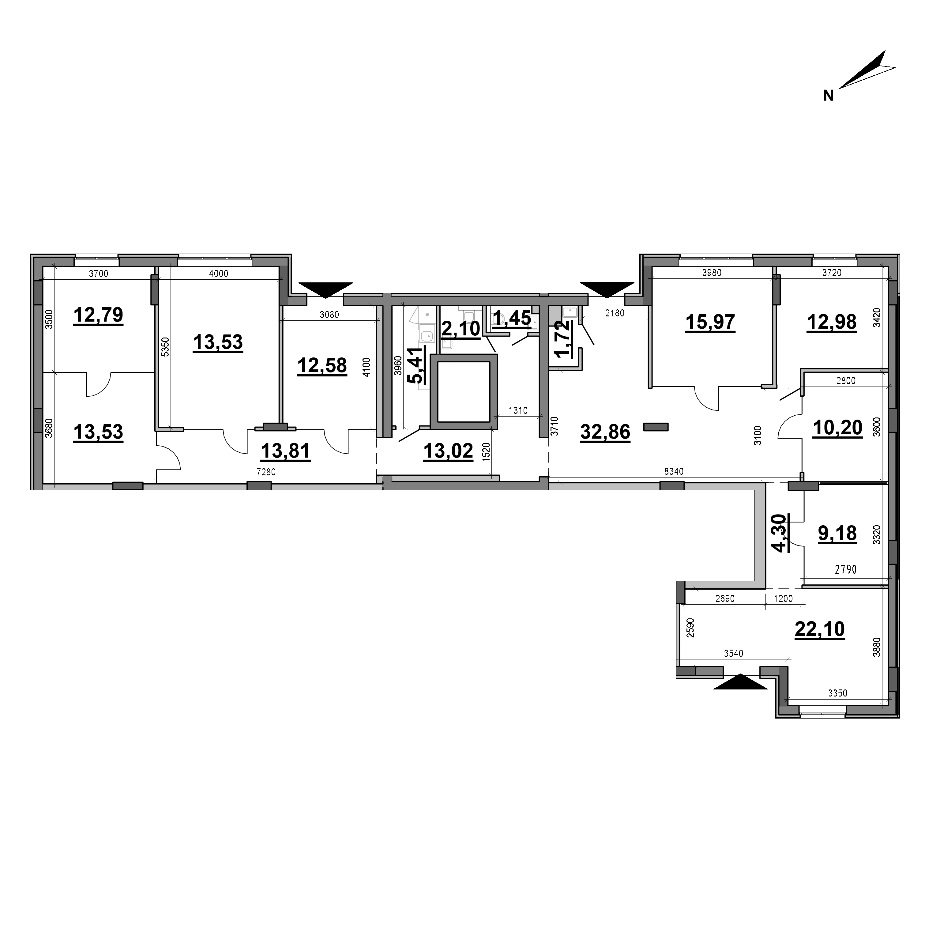 ЖК Америка: планування приміщення площею 205.98 м<sup>2</sup>