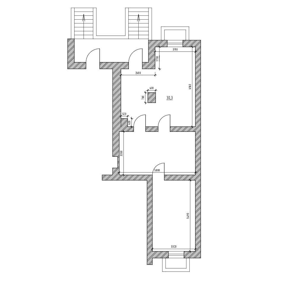RC Кн.Ольги, 122а (5 черга) / Секція 11: space planning area 68.2 m<sup>2</sup>