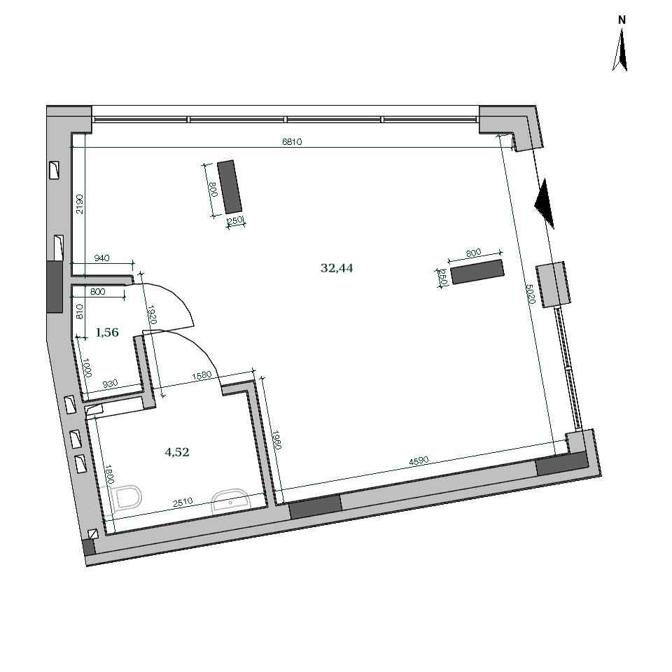 ЖК HARRY: планування приміщення площею 38.52 м<sup>2</sup>