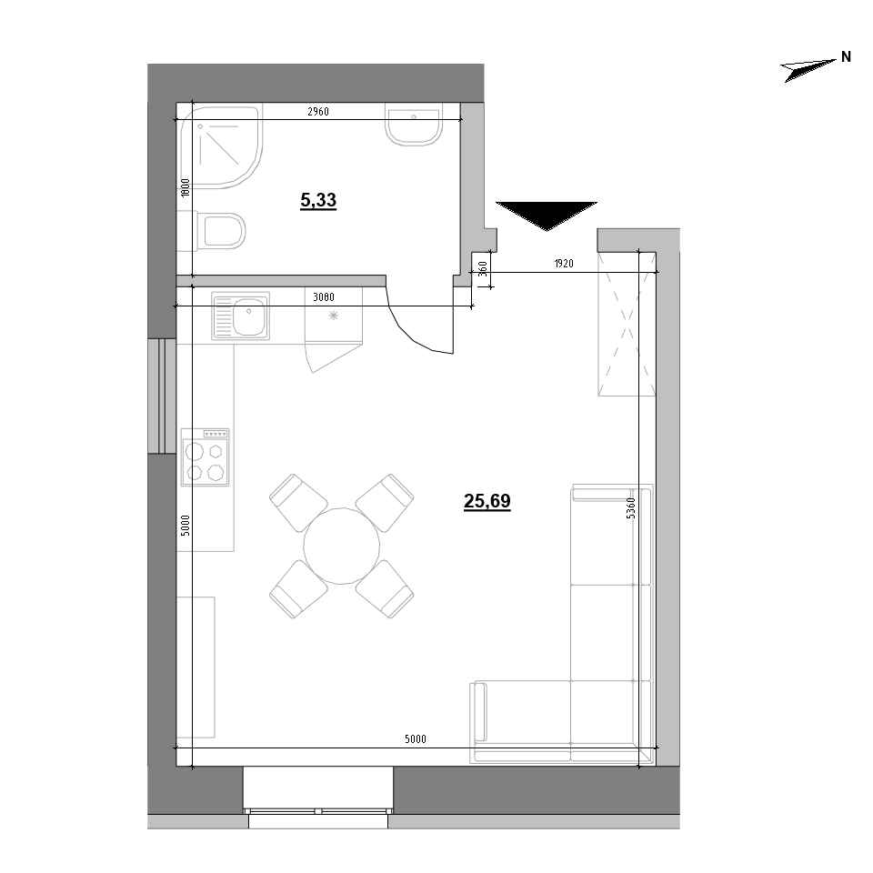 RC Companion: planning 1-bedroom apartment, №17, 30.5 m<sup>2</sup>