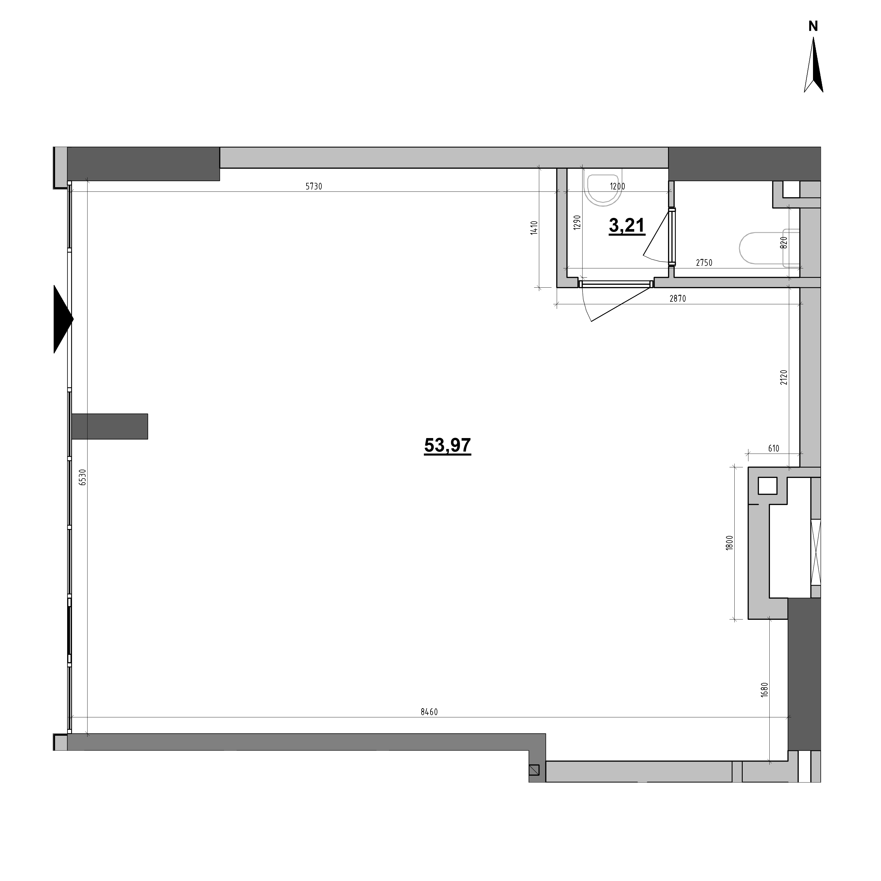 ЖК Maxima Residence: планування приміщення площею 57.18 м<sup>2</sup>