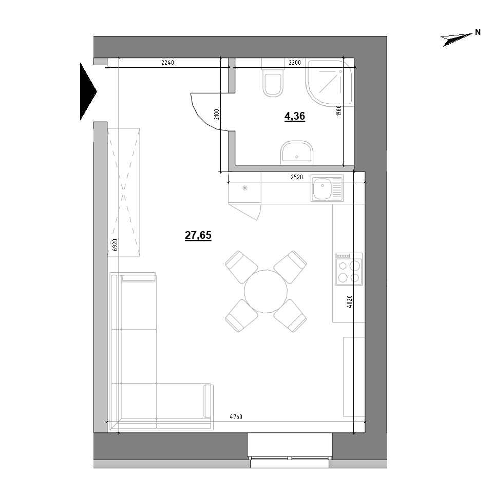 RC Companion: planning 1-bedroom apartment, №14, 31.6 m<sup>2</sup>