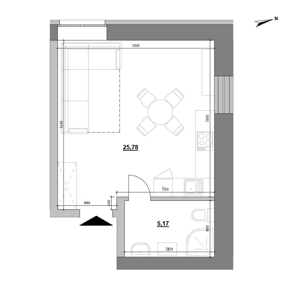 RC Companion: planning 1-bedroom apartment, №4, 30.4 m<sup>2</sup>